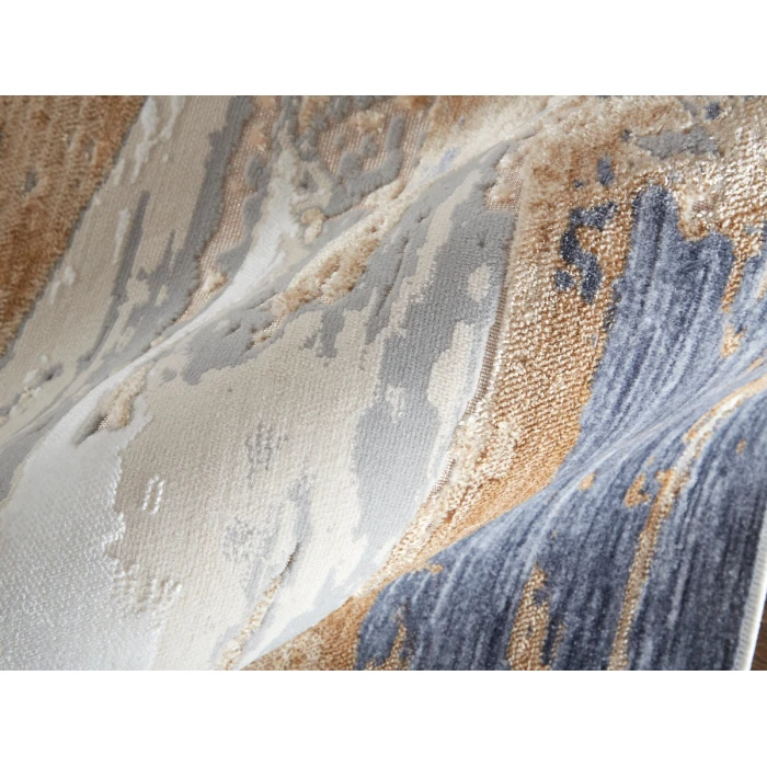 Feizy Laina Industrial Abstract, Tan/Orange/Ivory, 3' x 12' Runner