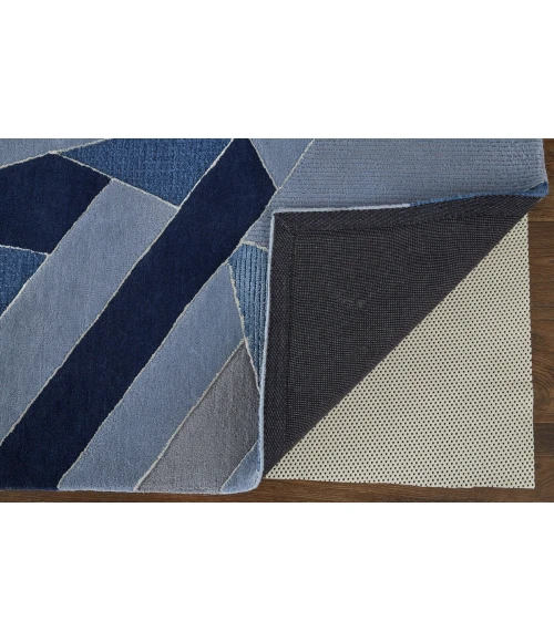 Feizy Nash Farmhouse Geometric, Blue/Silver, 9' x 12' Area Rug
