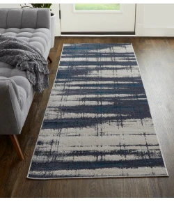 Feizy Indio 39GZF BLUE/IVORY Area Rug 2 ft. 10 in. X 7 ft. 10 in. Runner