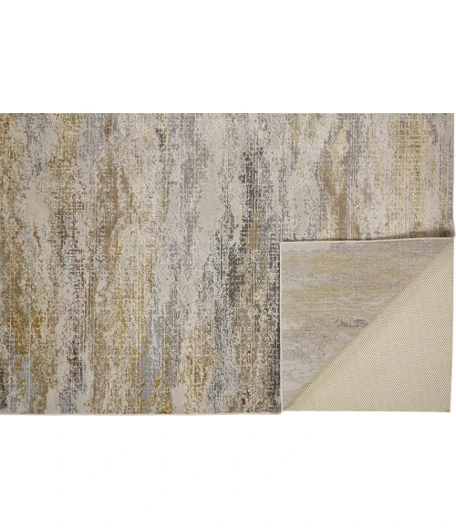 Feizy Aura Industrial Abstract, Gold/Gray/Ivory, 12' x 15' Area Rug