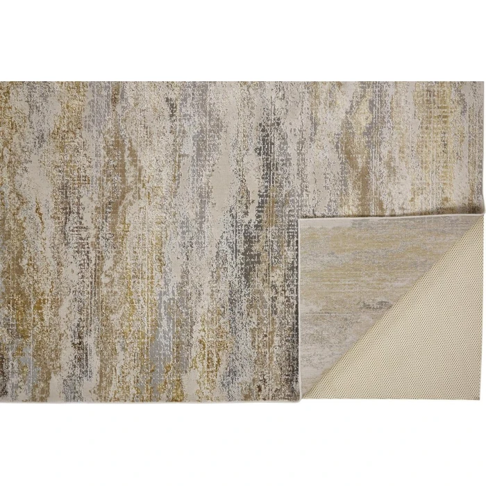 Feizy Aura Industrial Abstract, Gold/Gray/Ivory, 9'-2" x 12' Area Rug