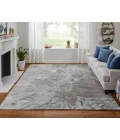 Feizy Zarah Industrial Watercolor, Gray/Tan/Blue, 8' x 10' Area Rug