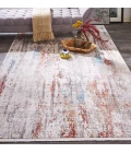 Feizy Cadiz Industrial Abstract, Gray/Red/Blue, 9'-9" x 13'-2" Area Rug