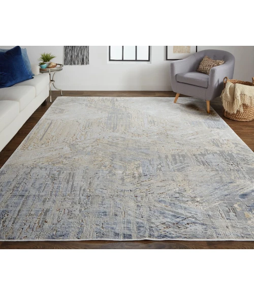 Feizy Laina Casual Abstract, Tan/Ivory/Gray, 5' x 7'-10" Area Rug