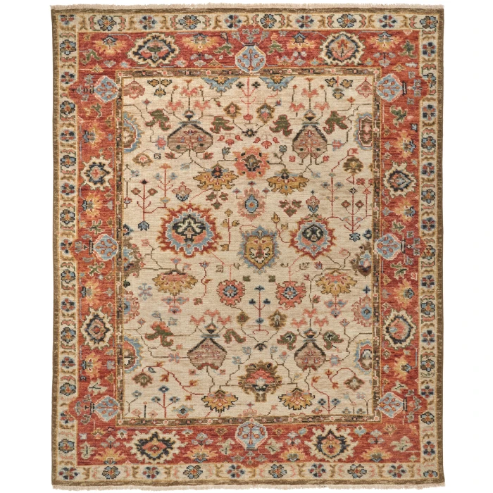 Feizy Carrington Vintage Oriental, Ivory/Red/Blue, 7'-9" x 9'-9" Area Rug