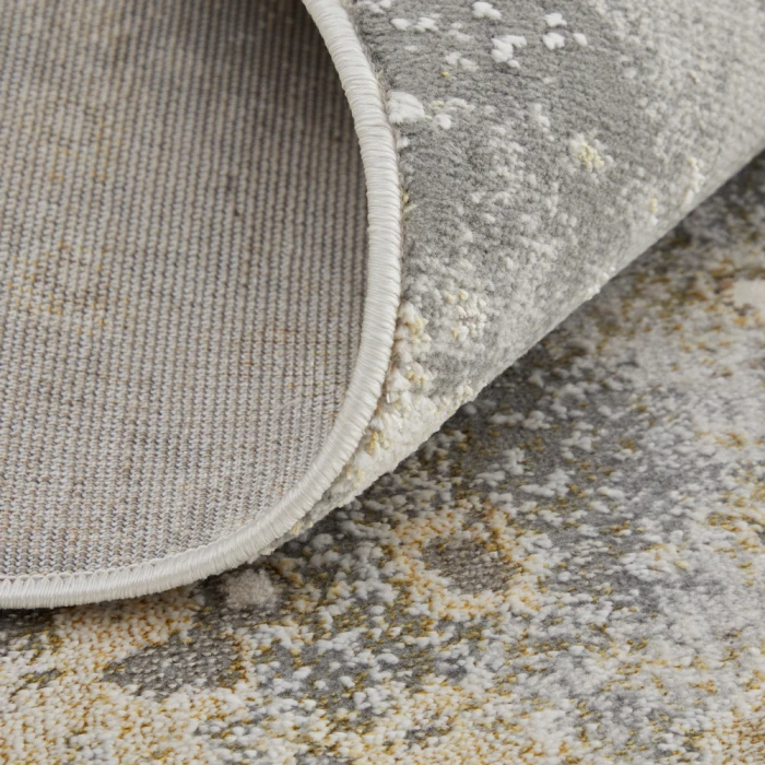 Feizy Astra Industrial Abstract, Gray/Gold/Ivory, 2'-10" x 7'-10" Runner