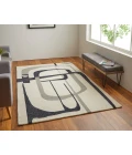 Feizy Maguire Industrial Abstract, Ivory/Gray/Black, 12' x 15' Area Rug
