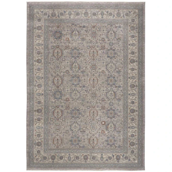 Feizy Marquette Rustic Persian Farmhouse Rug, Gray/Blue/Rust, 2ft - 8in x 12ft, Runner