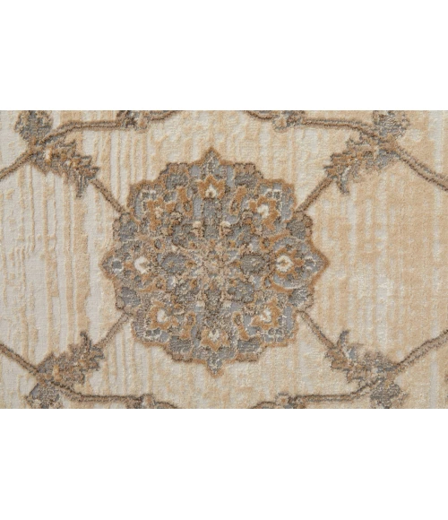Feizy Celene Classic Bordered, Tan/Ivory/Brown, 7'-9" x 7'-9" Round Rug