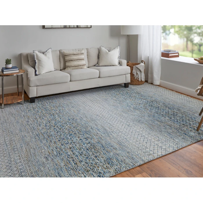 Feizy Branson Casual Solid, Blue/Ivory/Brown, 2' x 3' Accent Rug