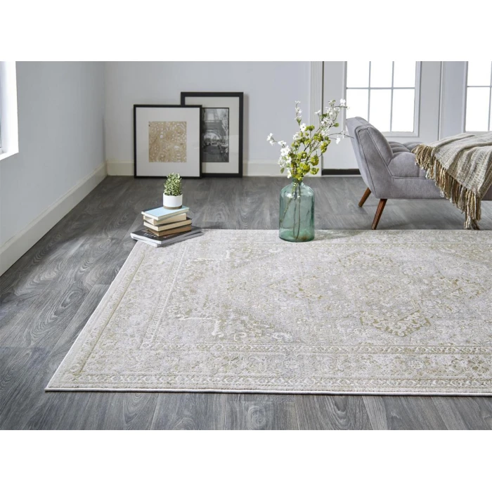 Feizy Aura Classic Oriental, Ivory/Gold, 3'-11" x 6' Accent Rug