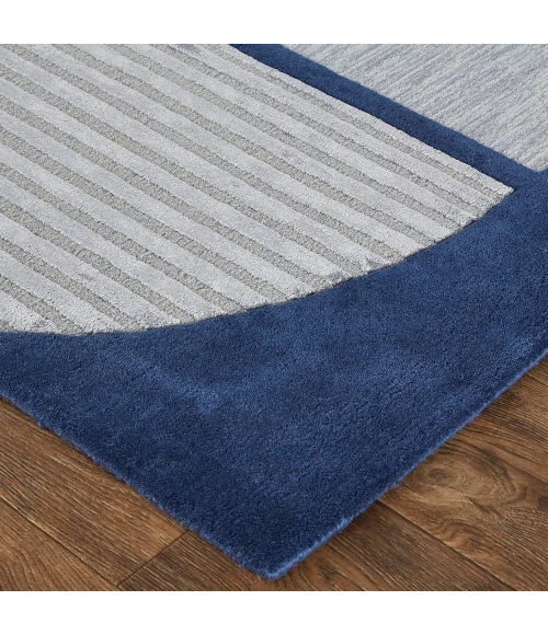 Feizy Nash Luxury & Glam Geometric, Blue/Silver, 9' x 12' Area Rug