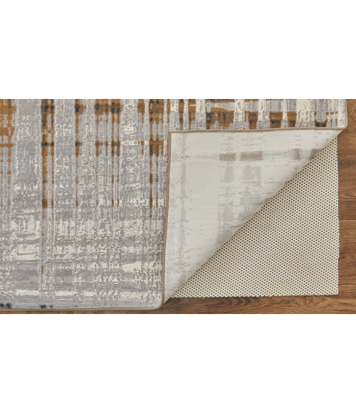 Feizy Clio Industrial Abstract, Blue/Orange/Gray, 9' x 12' Area Rug