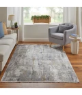 Feizy Cadiz Casual Abstract, Ivory/Gray/Gold, 12' x 18' Area Rug