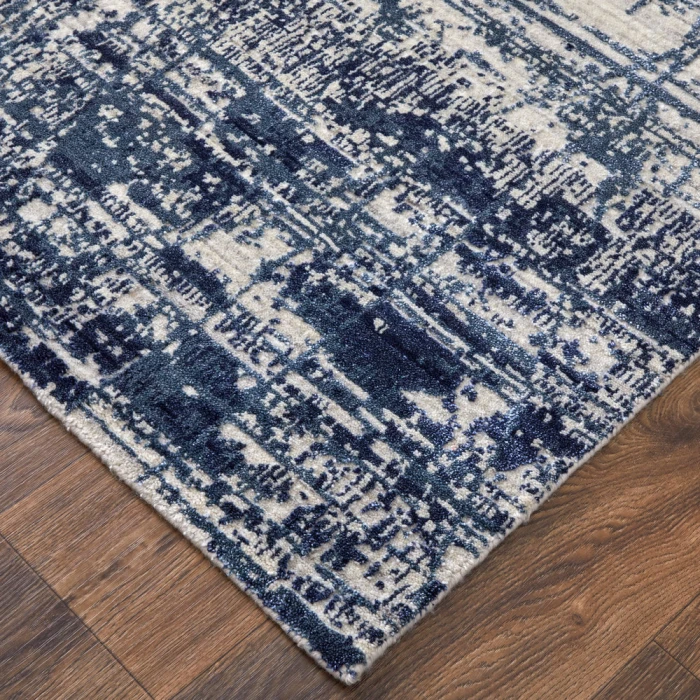 Feizy Eastfield Casual Abstract, Blue/Ivory, 8' x 8' Round Rug