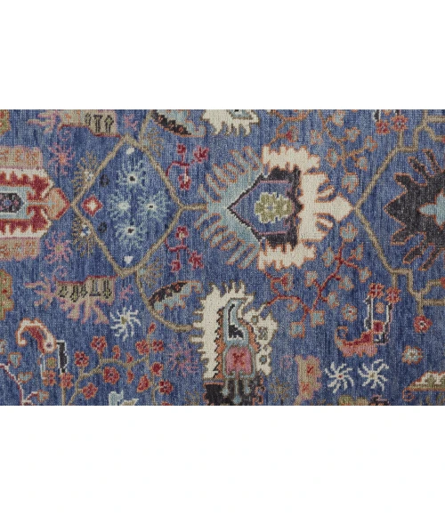 Feizy Beall Luxury Wool Rug, Ornamental Border, Classic Blue, 2ft x 3ft Accent Rug