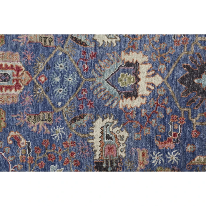 Feizy Beall Luxury Wool Rug, Ornamental Border, Blue, 5ft-6in x 8ft-6in Area Rug
