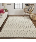 Feizy Anica Moroccan Wool Rug w/Diamonds, Ivory/Natural Tan, 2ft x 3ft Accent Rug