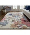 Feizy Dafney Casual Floral & Botanical, Blue/Pink/Gray, 5' x 8' Area Rug