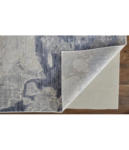 Feizy Laina Casual Abstract, Ivory/Blue, 7'-10" x 9'-6" Area Rug