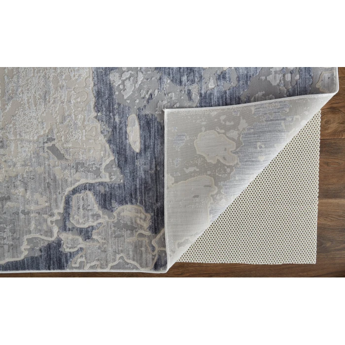 Feizy Laina Casual Abstract, Ivory/Blue, 3' x 8' Runner