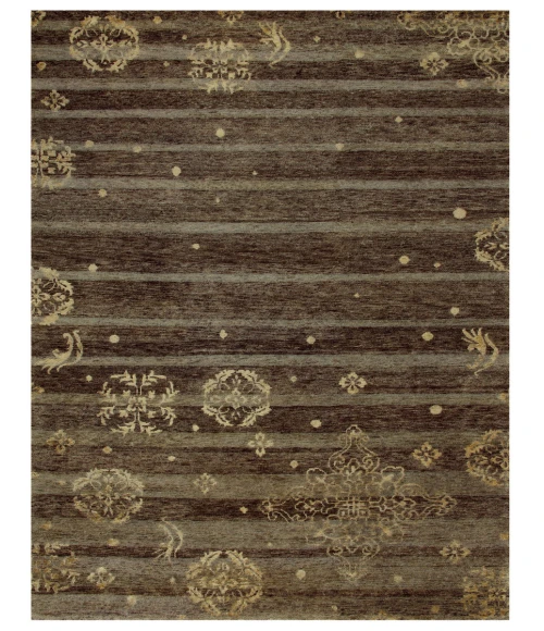 Feizy Qing Casual Stripes, Brown/Tan, 8'-6" x 11'-6" Area Rug