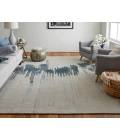 Feizy Anya Industrial Abstract, Ivory/Blue/Gray, 2' x 3' Area Rug