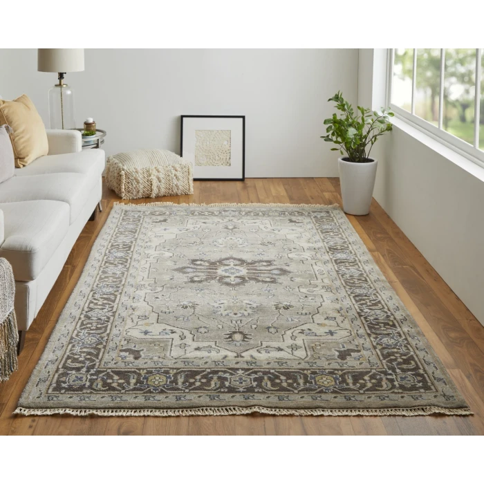 Feizy Ustad Gray/Taupe/Blue 5226112F 7ft.9in. x 9ft.9in. Rect. Rug