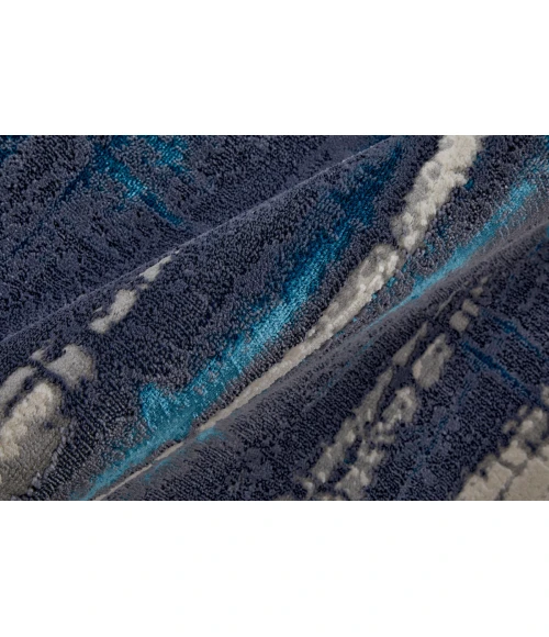Feizy Indio Industrial Abstract, Ivory/Blue/Gray, 2'-10" x 7'-10" Runner