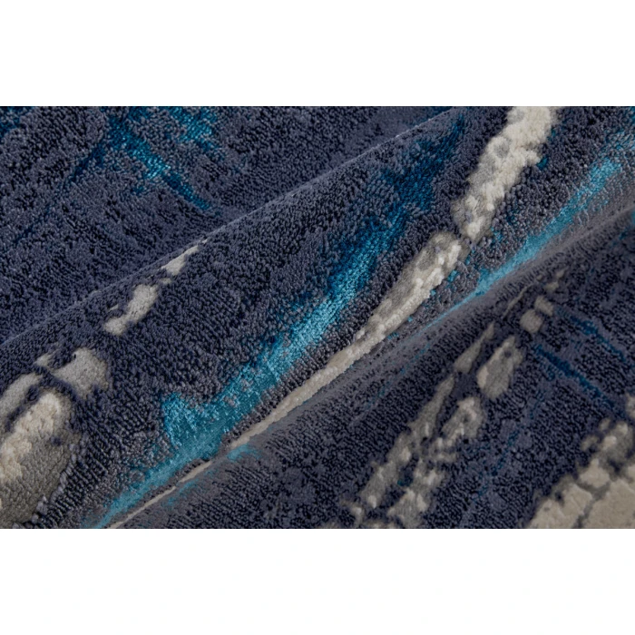 Feizy Indio Industrial Abstract, Ivory/Blue/Gray, 3'-11" x 6' Accent Rug
