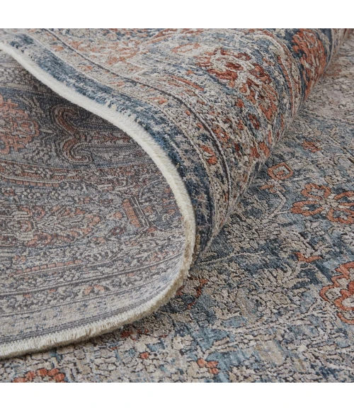 Feizy Marquette Rustic Persian Farmhouse Rug, Rust/Denim Blue, 2ft - 8in x 10ft, Runner