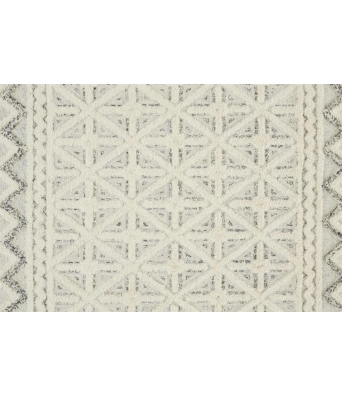 Feizy Anica Moroccan Wool Rug w/Diamond Lines, Ivory/Chambray Blue, 5ft x 8ft Area Rug
