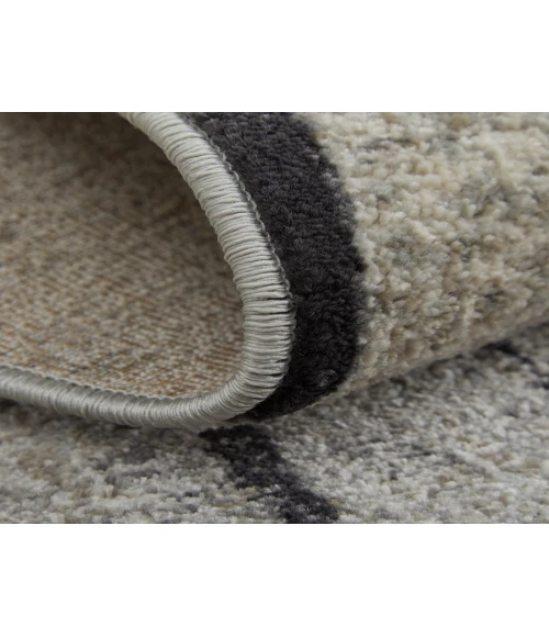 Feizy Kano Industrial Abstract, Gray/Black/Taupe, 6'-7" x 9'-6" Area Rug