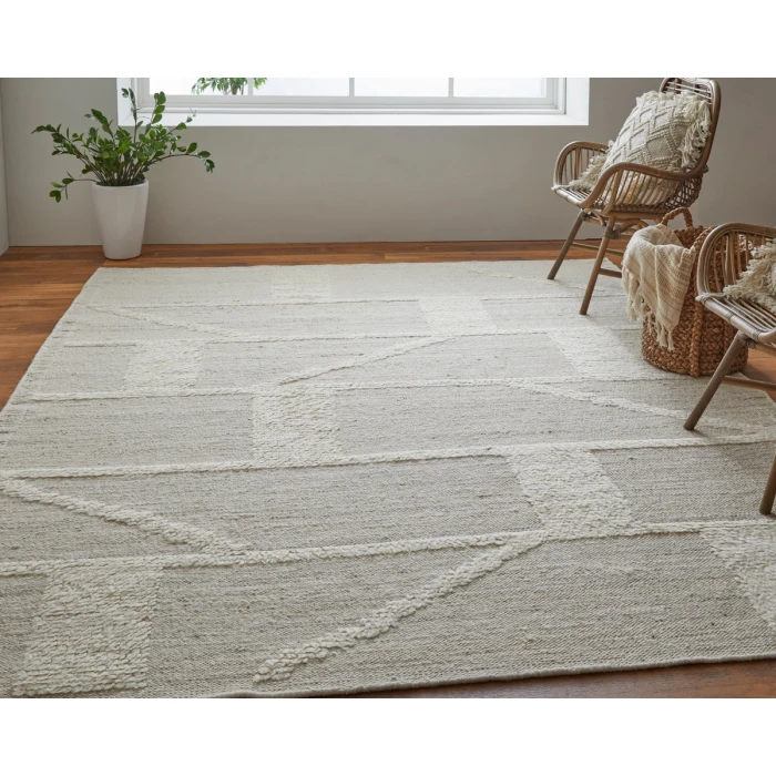 Feizy Ashby Farmhouse Geometric, Tan/Ivory, 2'-6" x 8' Runner