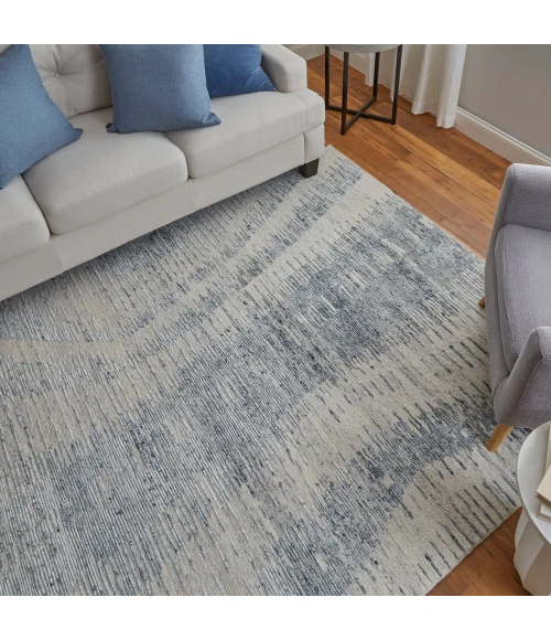 Feizy Brighton Industrial Abstract, Ivory/Blue/Gray, 8'-6" x 11'-6" Area Rug