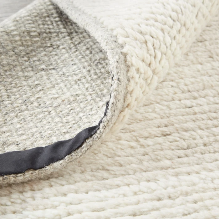 Feizy Alford Minimalist Eyelash Wool Rug, Solid Ivory, 8ft-6in x 11ft-6in Area Rug
