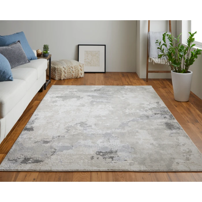 Feizy Prasad Casual Watercolor, Ivory/Gray, 8' x 11' Area Rug