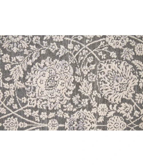 Feizy Thackery Transitional Oriental Rug, Charcoal/Bone White, 5ft-6in x 5ft-6in Round