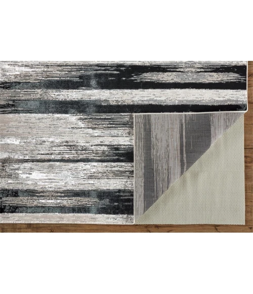 Feizy Micah Industrial Abstract, Black/Silver/Gray, 9'-2" x 12' Area Rug