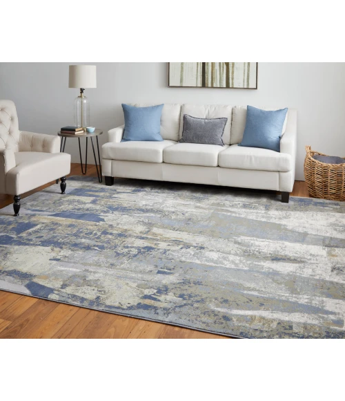 Feizy Clio Casual Abstract, Blue/Gray/Tan, 10' x 13'-2" Area Rug