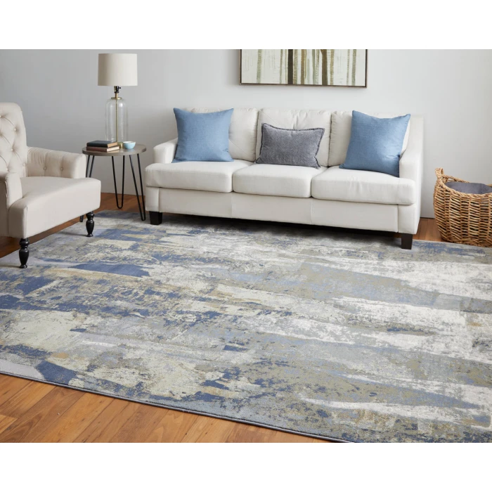 Feizy Clio Casual Abstract, Blue/Gray/Tan, 2' x 3' Accent Rug
