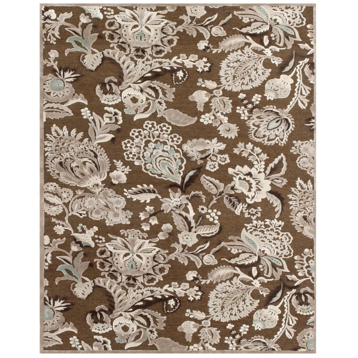Feizy Saphir Zam Craftsman Floral & Botanical, Brown/Tan/Gray, 2'-6" x 8' Runner