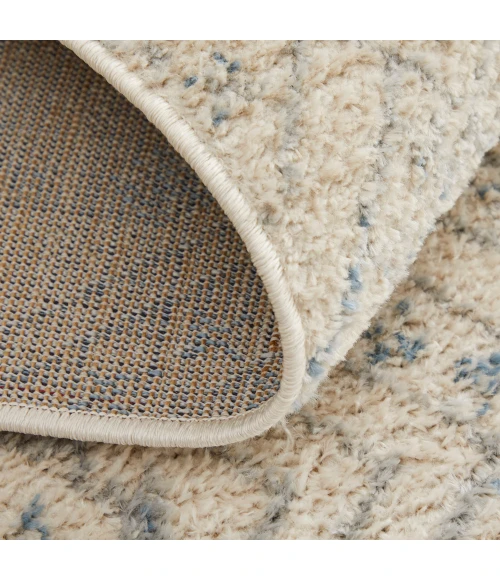 Feizy Camellia Farmhouse Geometric, Ivory/Blue, 4'-3" x 6'-3" Accent Rug