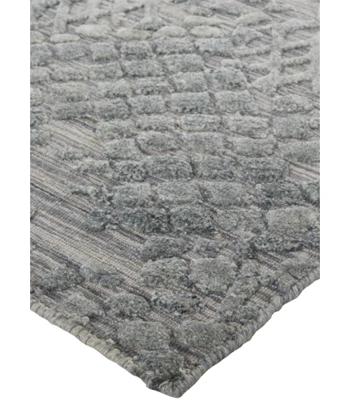 Feizy Elias Abstract Crosshatch Rug, Gray/Sage/Ice Green, 5ft x 8ft Area Rug