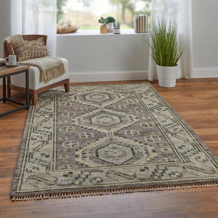 Feizy Fillmore Classic Diamond, Brown/Gray, 2'-6" x 12' Runner