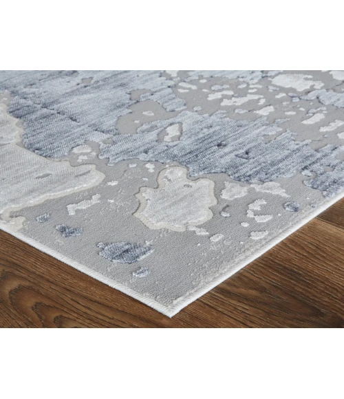 Feizy Laina Casual Abstract, Ivory/Blue, 7'-10" x 9'-6" Area Rug