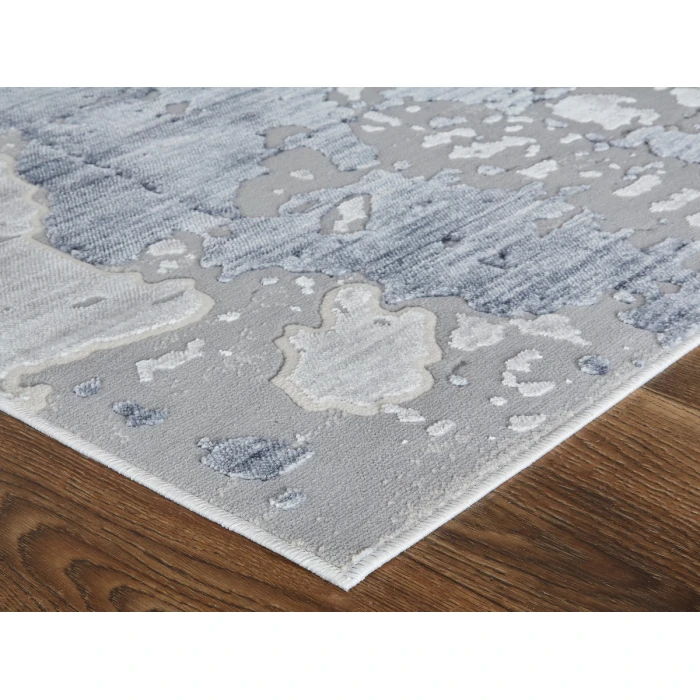 Feizy Laina Casual Abstract, Ivory/Blue, 3' x 8' Runner