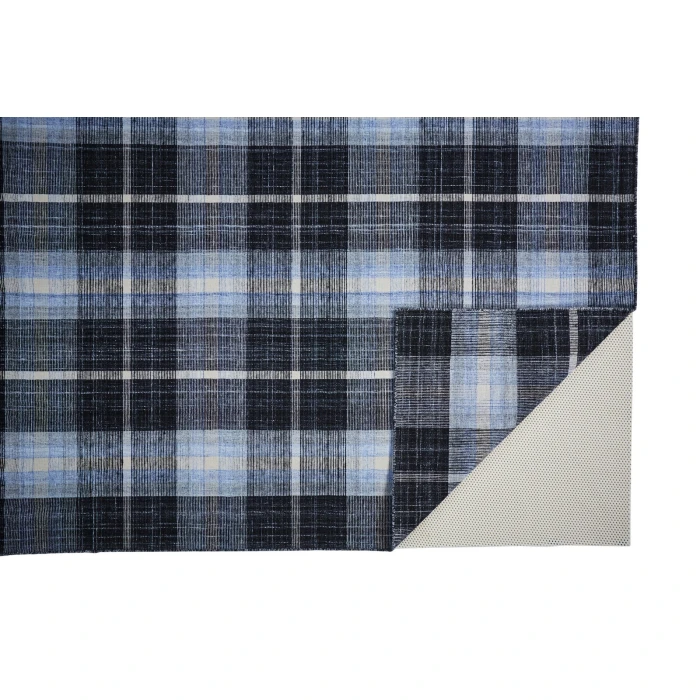 Feizy Crosby Eco-Friendly PET Dhurrie, Black/Sky Blue, 8ft x 10ft Area Rug