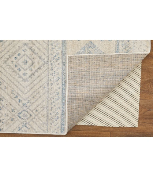 Feizy Camellia Farmhouse Geometric, Ivory/Blue, 4'-3" x 6'-3" Accent Rug