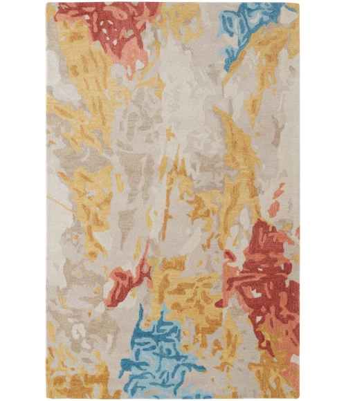Feizy Everley Abstract Tufted Wool Rug, Sunny Yellow/Sky Blue, 5' x 8' Area Rug